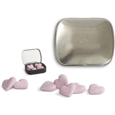 Brauseherzen in Mini Nostalgiedose, 16 g, blank, ohne Druck