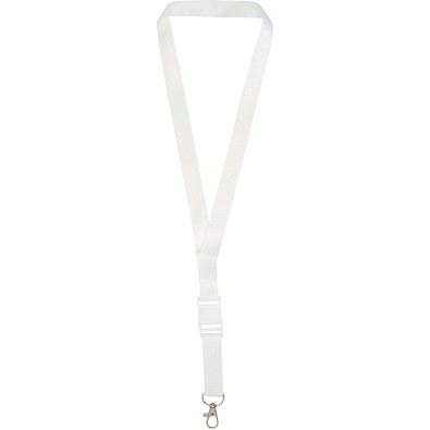 Bucks Sublimation Lanyard mit Schnappverschluss aus recyceltem PET Kunststoff, weiss, 20mm