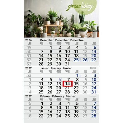 Geiger-Notes Monatskalender Budget 3 Recycling-Kalendariumspapier, inkl. Druck, blau