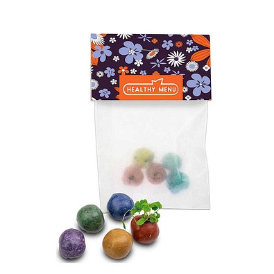 Bunte Mini Flower-Balls inkl. Samen, inkl. Druck, individuell
