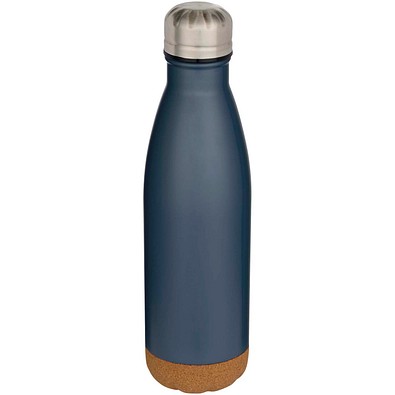Cove 500 ml doppelwandige, vakuumisolierte Trinkflasche aus Edelstahl mit Korkdetails, hale blau