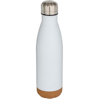 Cove 500 ml doppelwandige, vakuumisolierte Trinkflasche aus Edelstahl mit Korkdetails, weiss