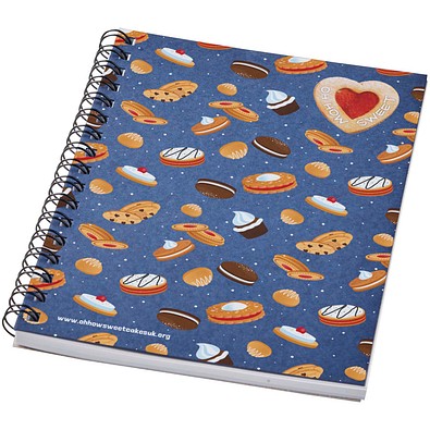 Desk-Mate® A6 farbiges recyceltes Notizbuch mit Spiralbindung, dunkelblau