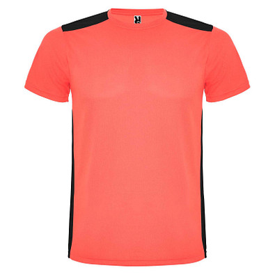 Detroit Sport T-Shirt für Kinder, Fluor Coral / schwarz, 4