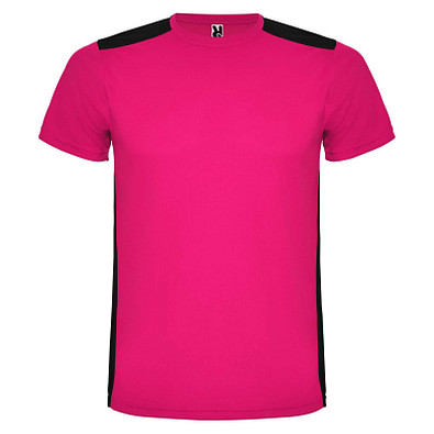 Detroit T-Shirt Unisex aus recyceltem Material, fuchsia / schwarz, XL