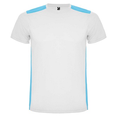 Detroit T-Shirt Unisex aus recyceltem Material, weiß / türkis, M