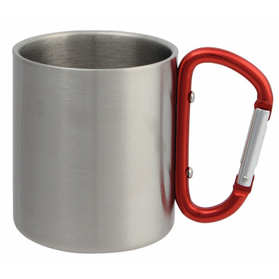 Edelstahl Becher Hiking Day, ca. 200 ml, silber/rot