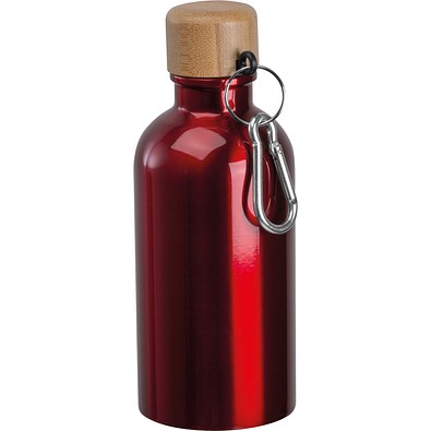 Edelstahltrinkflasche mit Karabiner, 400ml, rot
