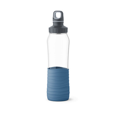 EMSA Glas Trinkflasche Drink2Go, 700 ml, aqua-blau