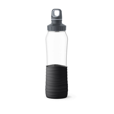 EMSA Glas Trinkflasche Drink2Go, 700 ml, schwarz