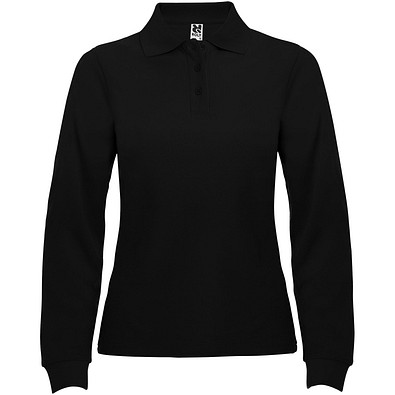 Estrella Langarm Poloshirt für Damen, schwarz, 3XL