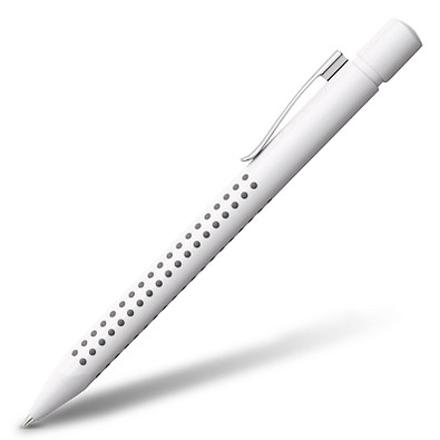 FABER-CASTELL Druckkugelschreiber Grip 2010, blaue Mine, weiß-poliert