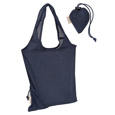 Faltbare Einkaufstasche aus Baumwolle, dunkelblau