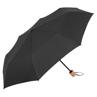 FARE® Mini-Taschenschirm ÖkoBrella, Holzgriff, schwarz