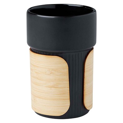 Fika 340 ml Becher mit Bambushülle, schwarz