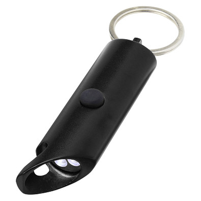 Flare IPX-LED-Lampe und Flaschenöffner aus recyceltem Aluminium mit Schlüsselanhänger, schwarz