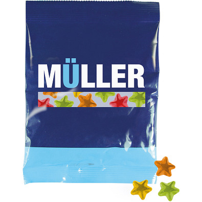 Trolli Fruchtgummi Maxitüte, Stern, inkl. Druck, transparente Folie