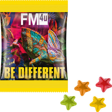 Trolli Fruchtgummi Minitüte 10g, Stern, inkl. Druck, kompostierbare Folie, weiß