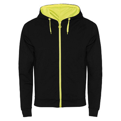 Fuji Kaputzensweatjacke Unisex, schwarz / Fluor Yellow, L