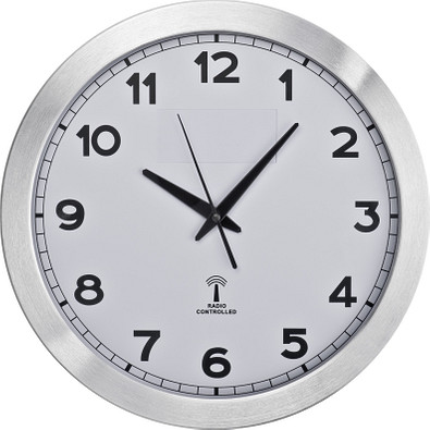 Funk-Wanduhr aus Metall, weiss