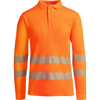 Sicherheits-Langarm-Poloshirt, L, Neon-Orange