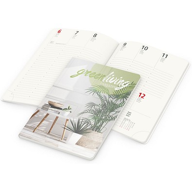 Geiger-Notes Buchkalender Prestige-Flexx green+blue, inkl. Druck, natur