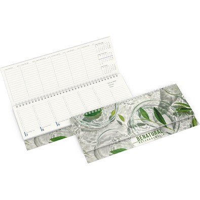 Geiger-Notes Tisch-Querkalender Compact green+blue Naturkarton, inkl. Druck