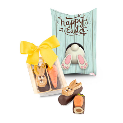 Kleines Oster-Duo, zwei Marzipan-Nougat-Röllchen, auch in individ. Kissenverpackung