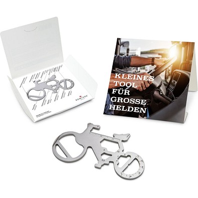 Geschenkartikel: ROMINOX® Key Tool Bicycle / Fahrrad (19 Funktionen) im Motiv-Mäppchen Große Helden, silber