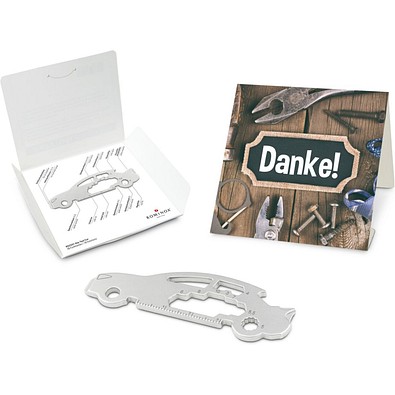 Geschenkartikel: ROMINOX® Key Tool Car/Auto (18 Funktionen) im Motiv-Mäppchen Danke, silber