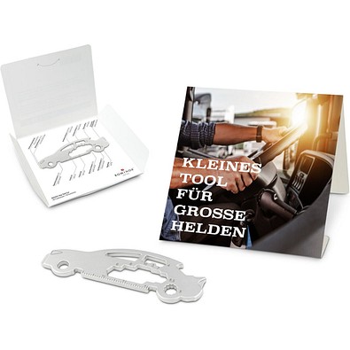 Geschenkartikel: ROMINOX® Key Tool Car/Auto (18 Funktionen) im Motiv-Mäppchen Große Helden, silber