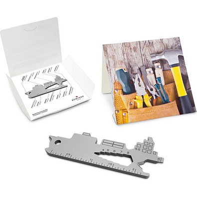 Geschenkartikel: ROMINOX® Key Tool Cargo Ship / Containerschiff (19 Funktionen) im Motiv-Mäppchen Werkzeug, silber