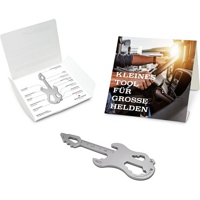 Geschenkartikel: ROMINOX® Key Tool Guitar / Gitarre (19 Funktionen) im Motiv-Mäppchen Große Helden, silber