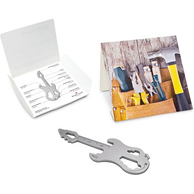 Geschenkartikel: ROMINOX® Key Tool Guitar / Gitarre (19 Funktionen) im Motiv-Mäppchen Werkzeug, silber
