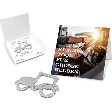 Geschenkartikel: ROMINOX® Key Tool Tractor/Traktor (18 Funktionen) im Motiv-Mäppchen Große Helden, silber