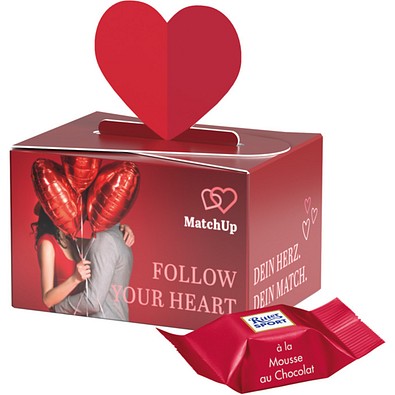 Geschenkbox Mini Herz, Ritter SPORT Schokowürfel Mousse au Chocolate, inkl. Druck