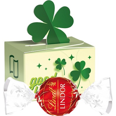 Geschenkbox Mini Kleeblatt, Lindt LINDOR Milchkugeln, inkl. Druck