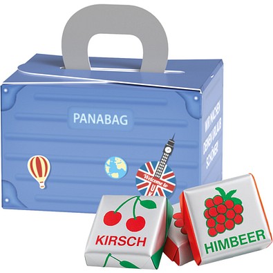 Geschenkbox Mini Koffer, Böhme Fruchtkaramelle, inkl. Druck