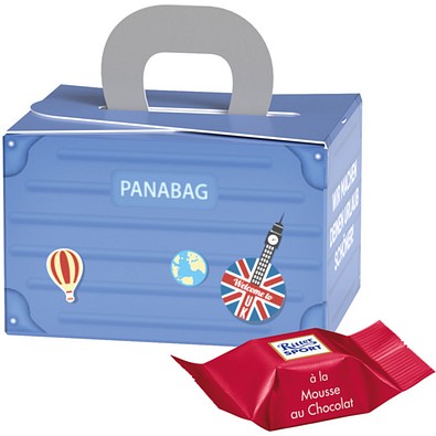 Geschenkbox Mini Koffer, Ritter SPORT Schokowürfel Mousse au Chocolate, inkl. Druck