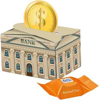 Geschenkbox Mini Rund, Ritter SPORT Schokowürfel Karamell Dou, inkl. Druck