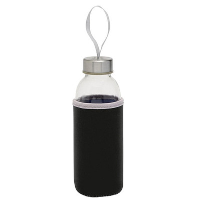Glasflasche mit Hülle, 450 ml, schwarz