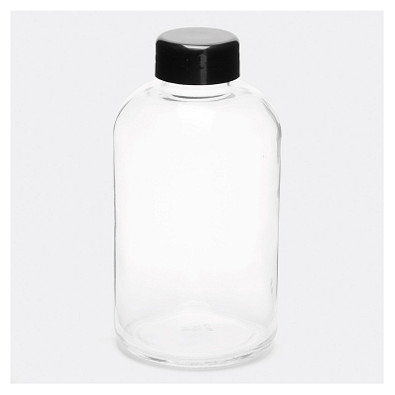 Glas-Trinkflasche DRINK HEALTHY,schwarz, transparent