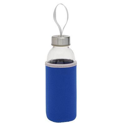 Glasflasche mit Hülle, 450 ml, royalblau