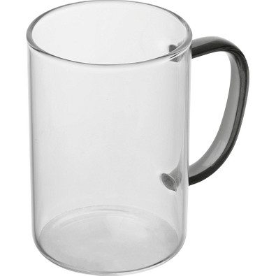 Glastasse mit farbigem Henkel, schwarz