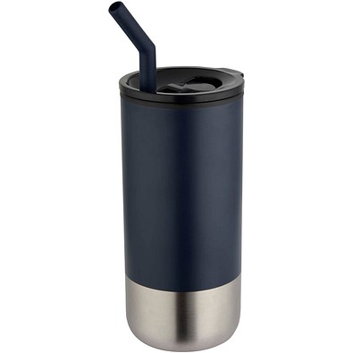 Grayson 480 ml RCS recycelter Isolierbecher mit Trinkhalm, navy