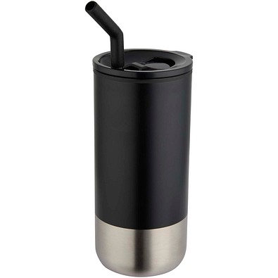 Grayson 480 ml RCS recycelter Isolierbecher mit Trinkhalm, schwarz