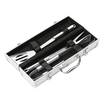 Grillbestecke im Alukoffer, Silber