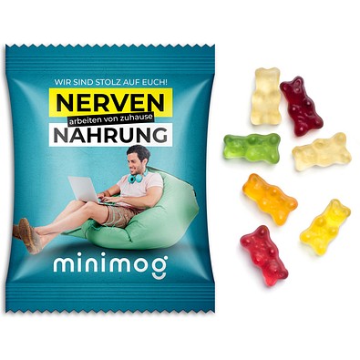 Gummibärchen im Werbetütchen, 10 g, Folie weiß, inkl. Druck