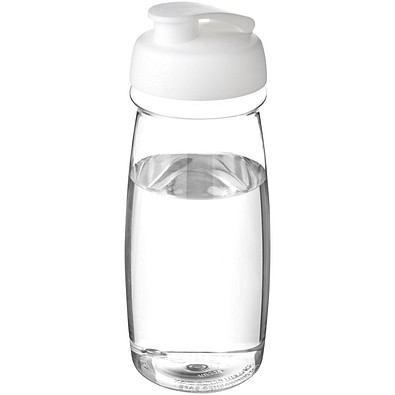 H2O Active® Pulse 600 ml Sportflasche mit Klappdeckel, transparent/weiß