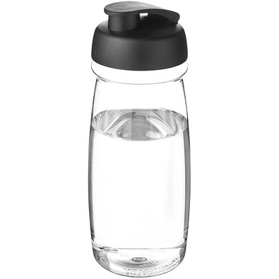 H2O Active® Pulse 600 ml Sportflasche mit Klappdeckel, transparent/schwarz